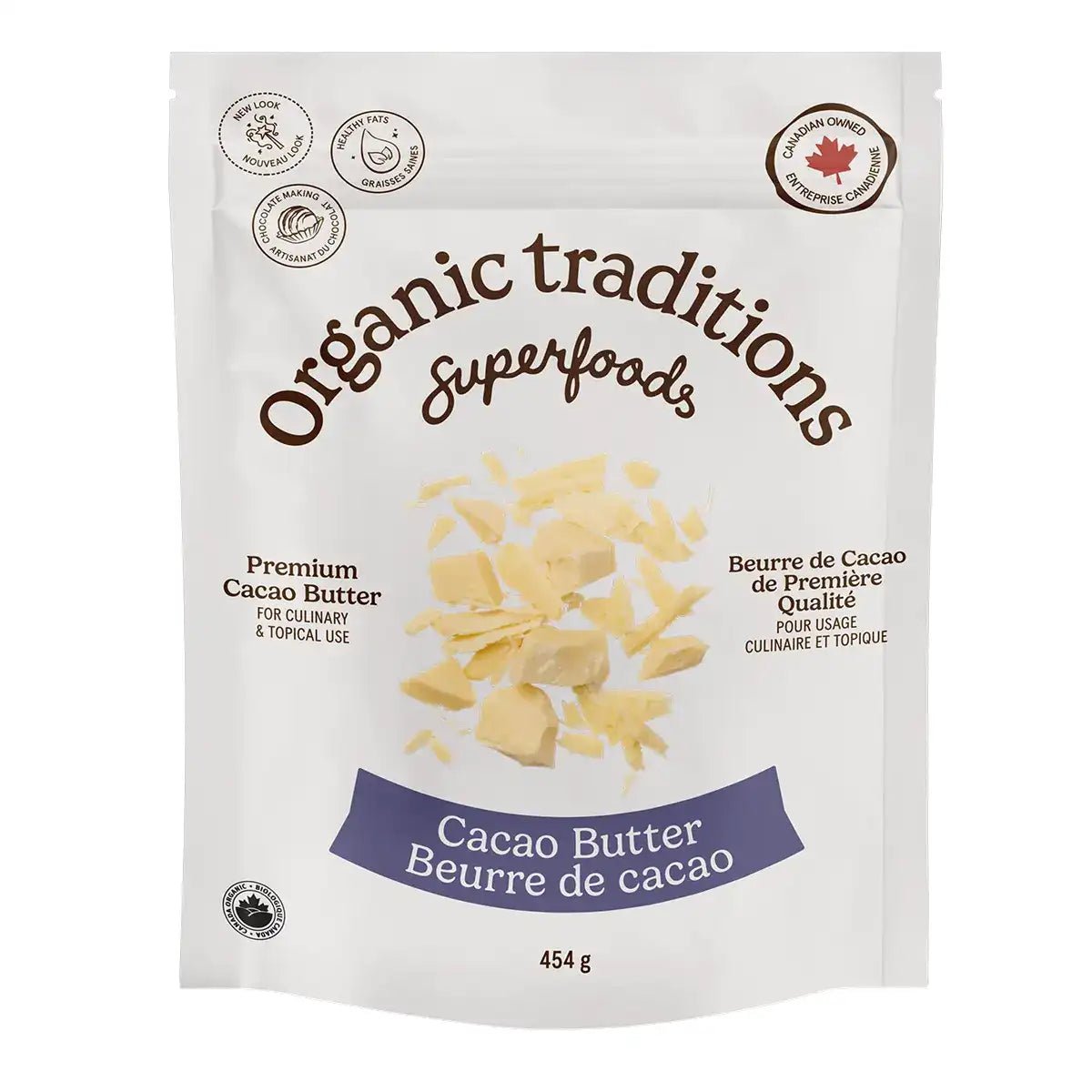 Organic Traditions Organic Cacao Butter 454 Grams - Nutrition Plus