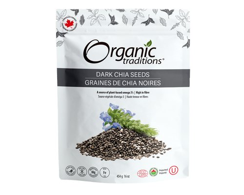 Organic Traditions Organic Dark Chia Seeds 454 Grams - Nutrition Plus