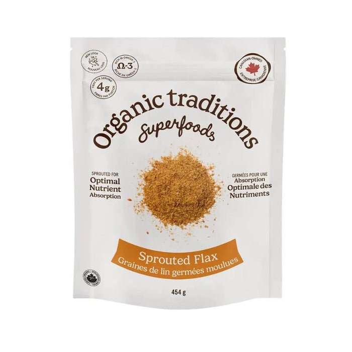 Organic Traditions Organic Sprouted Flax Seed Powder 454 Grams - Nutrition Plus