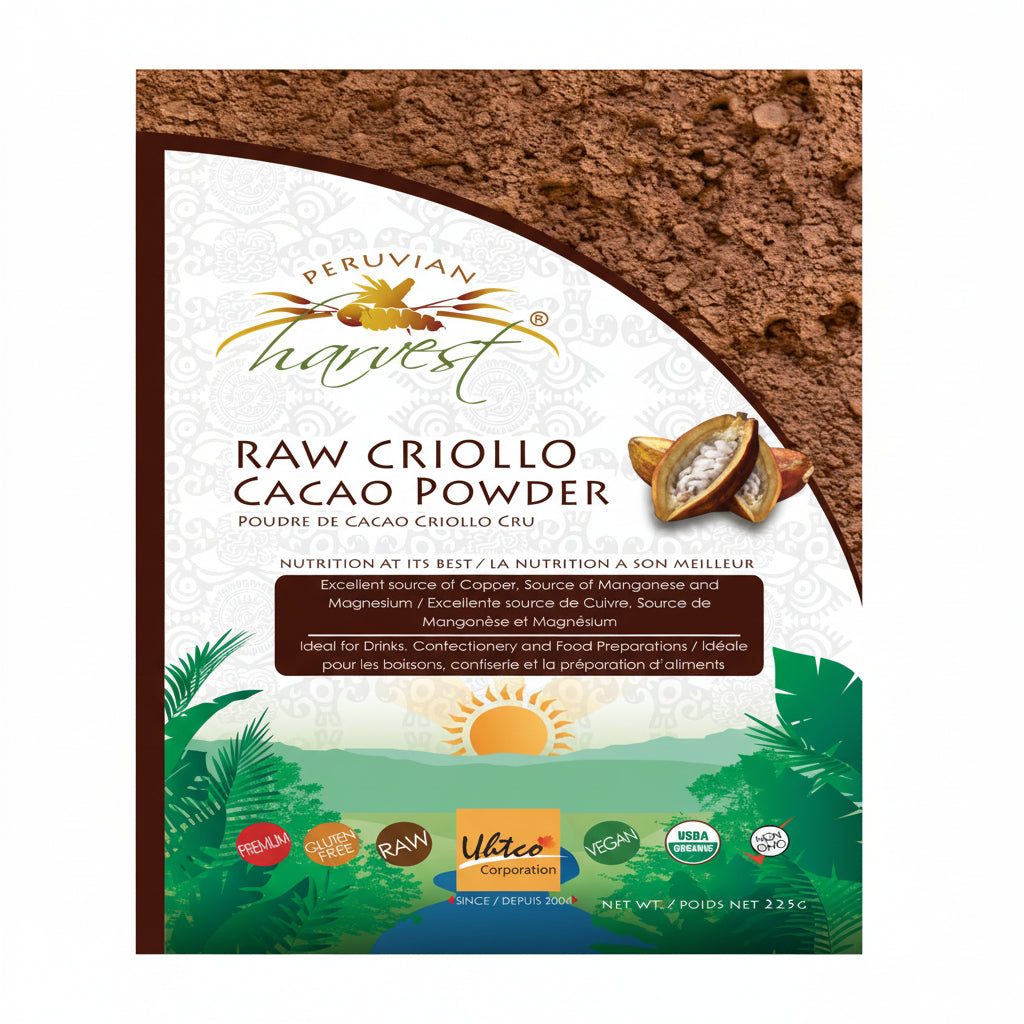 Peruvian Harvest Raw Criollo Cacao Powder 225 Grams - Nutrition Plus