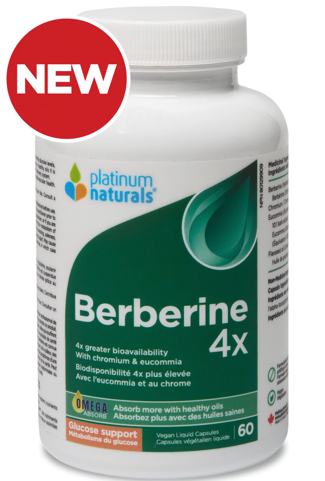 Platinum Naturals Berberine 4X 60 Vegan Liquid Capsules - Nutrition Plus