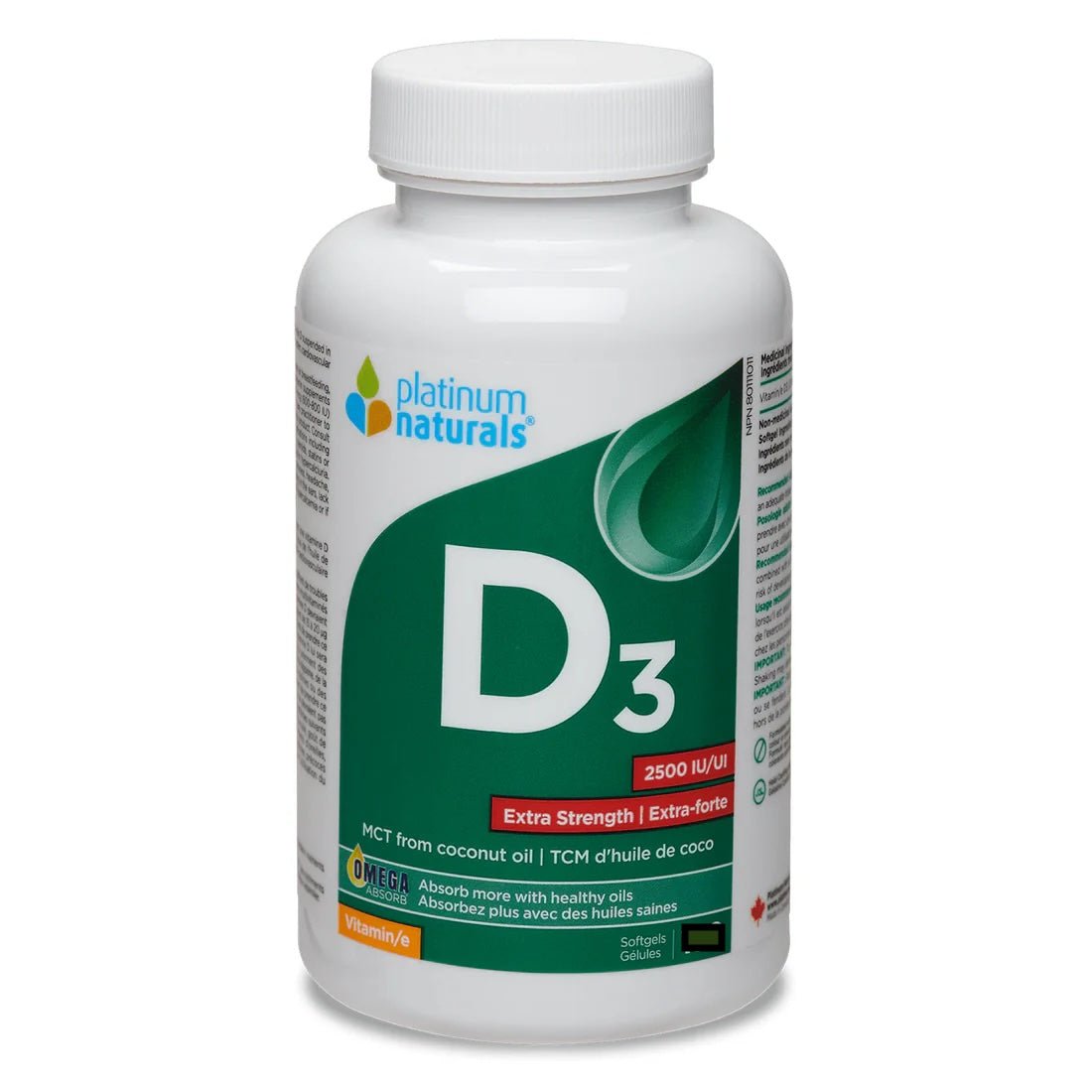 Platinum Naturals Vitamin D3 2500 IU Extra Strength - Nutrition Plus