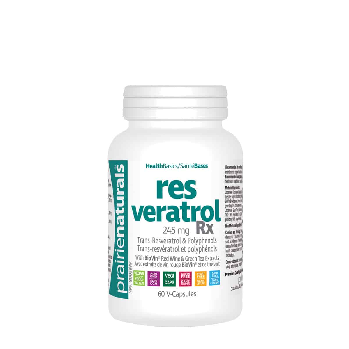 Prairie Naturals Resveratrol 265mg 60 Veg Capsules - Nutrition Plus