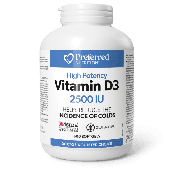 Preferred Nutrition Vitamin D3 2,500 IU 600 Softgels - Nutrition Plus