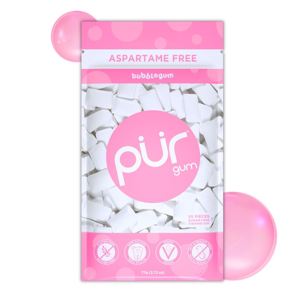 Pur Gum Sugar-Free BubbleGum Bag 77 Grams, 55 Pieces - Nutrition Plus