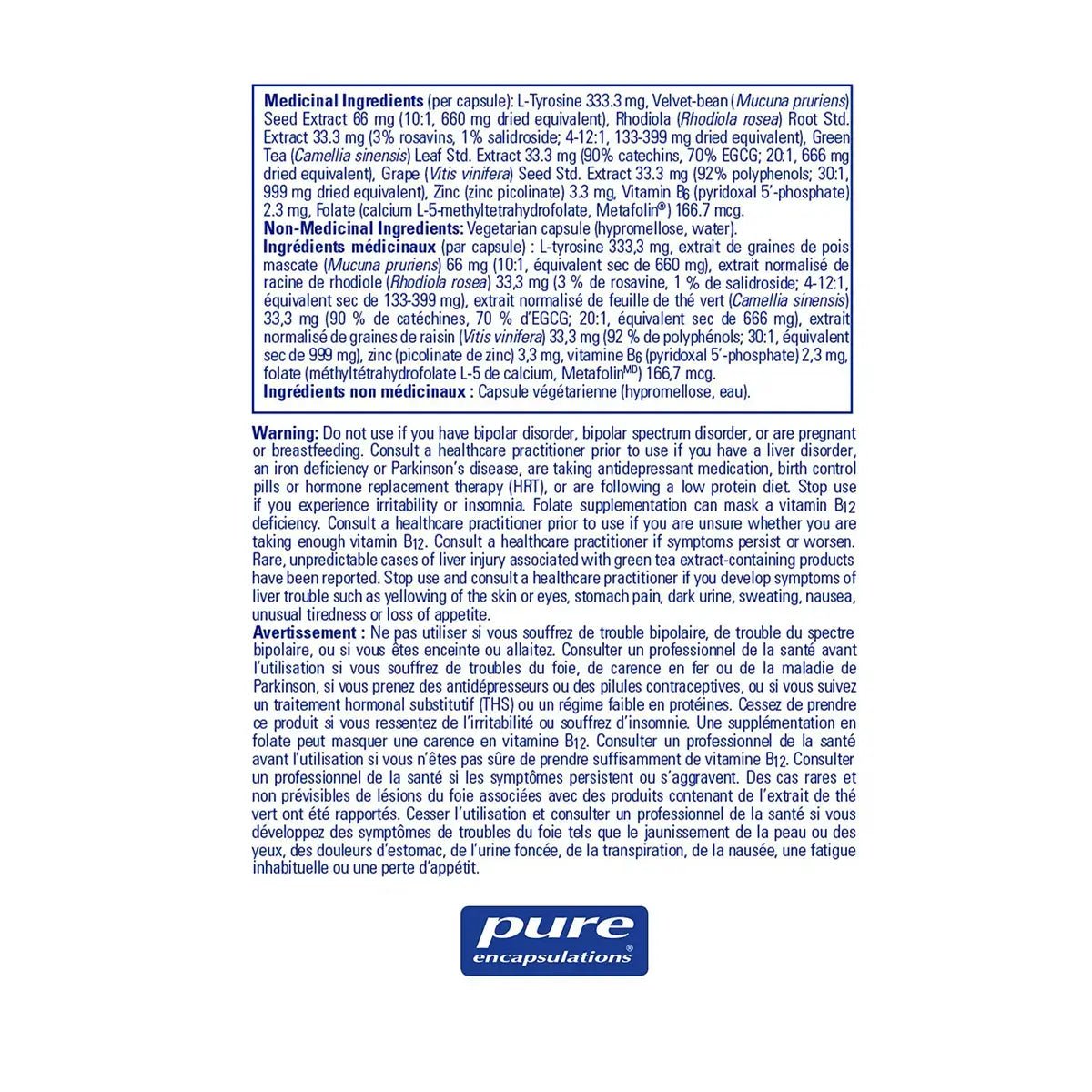 Pure Encapsulations FocusPlus (formerly DopaPlus) 180 Veg Capsules - Nutrition Plus