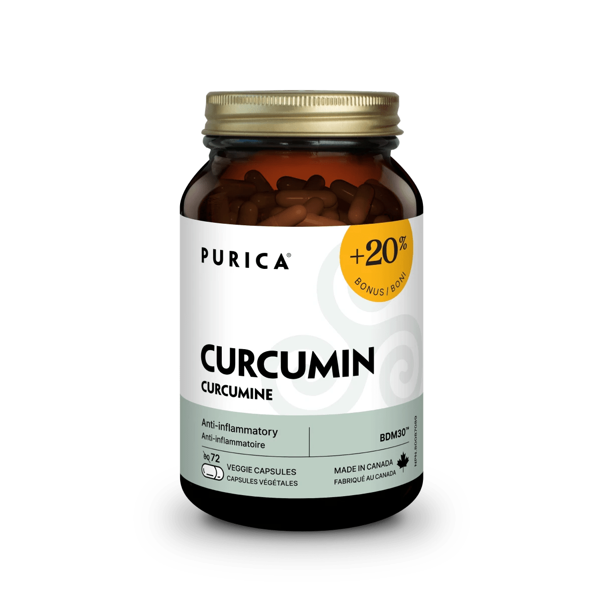 Purica Curcumin Extra Strength 72 Veg Capsules, Bonus Size - Nutrition Plus