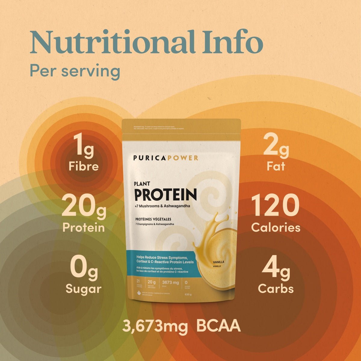 Purica Plant Isolate Protein +7 mushrooms & Ashwagandha 630g - Nutrition Plus