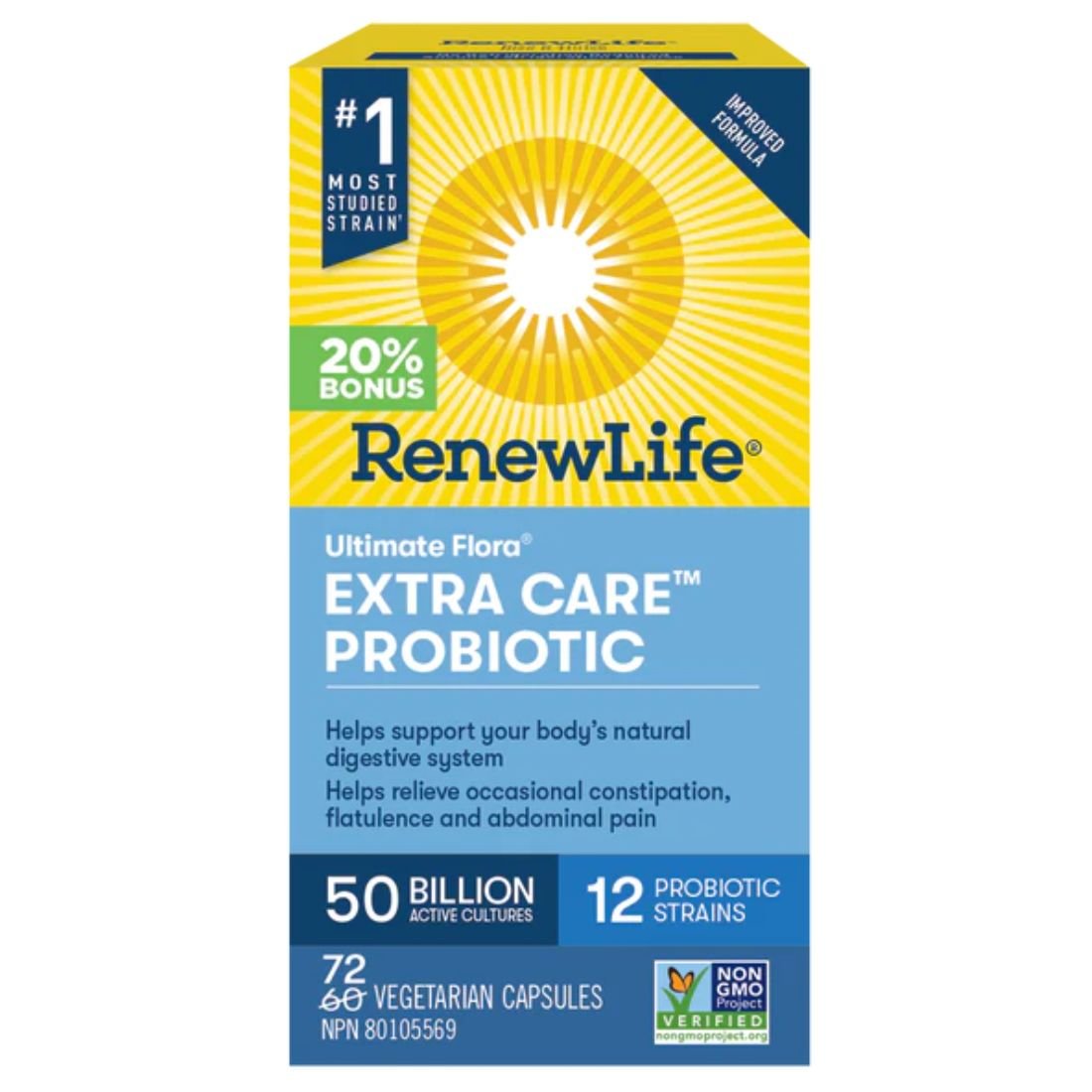 Renew Life Ultimate Flora® Extra Care™ Probiotic 50 Billion 72 Veg Capsules (Bonus Size) - Nutrition Plus