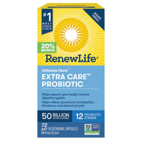 Thumbnail for Renew Life Ultimate Flora® Extra Care™ Probiotic 50 Billion 72 Veg Capsules (Bonus Size) - Nutrition Plus