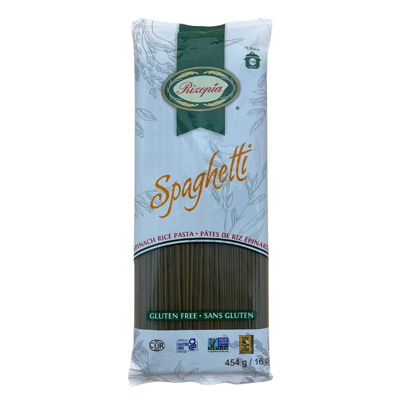 Rizopia Pasta Spinach Rice Spaghetti 454 g - Nutrition Plus