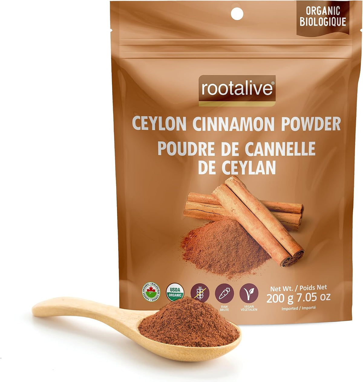 Rootalive Organic Ceylon Cinnamon 200 Grams - Nutrition Plus