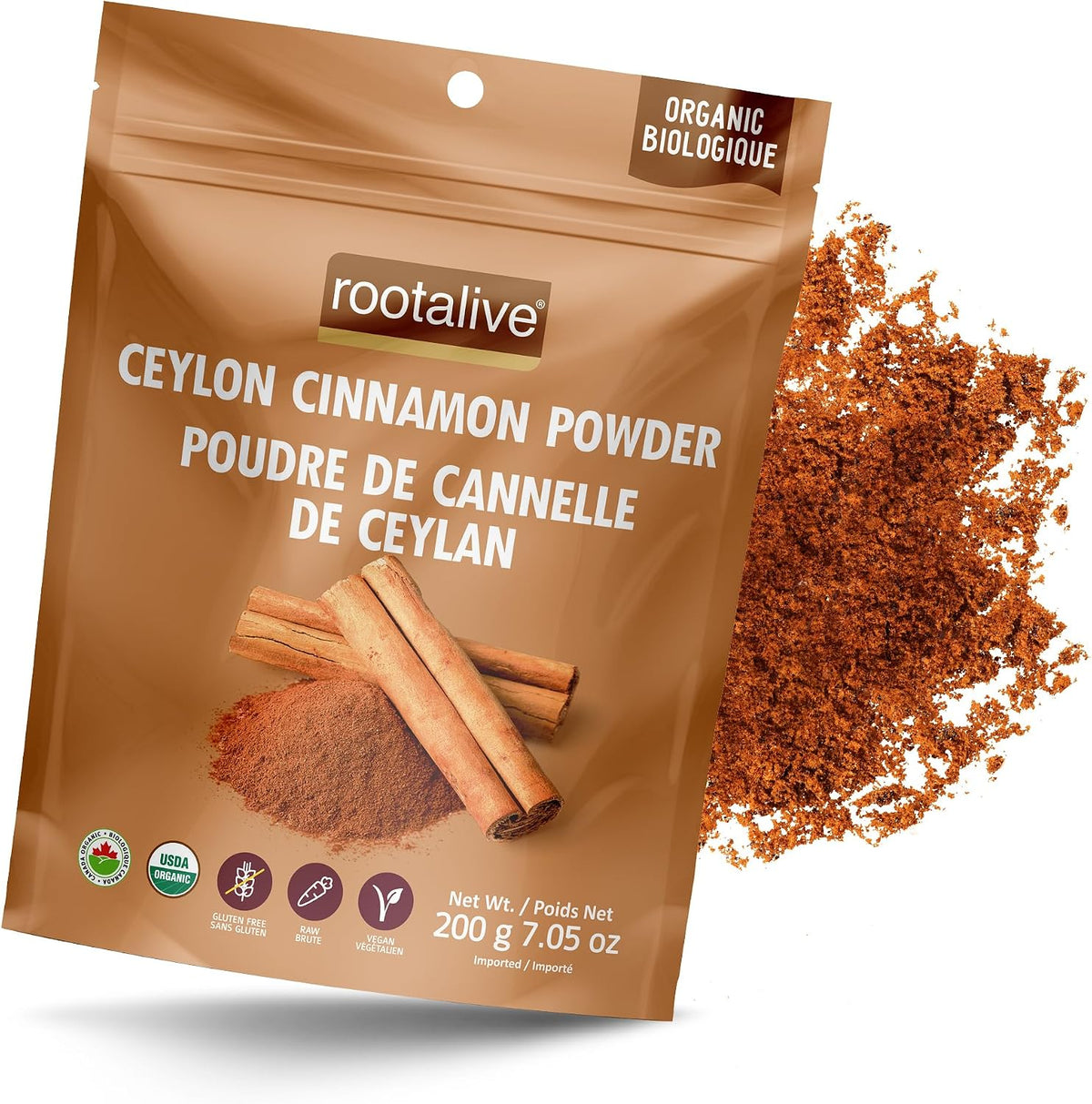 Rootalive Organic Ceylon Cinnamon 200 Grams - Nutrition Plus