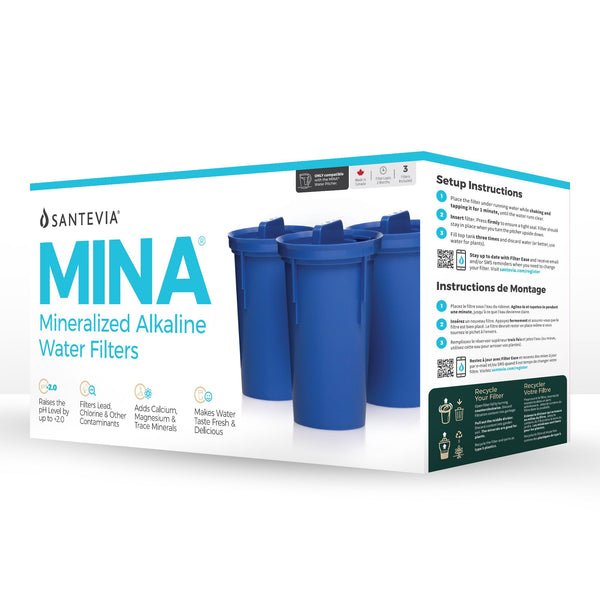 Santevia MINA Mineralized Alkaline Water Filters 3 Packs - Nutrition Plus