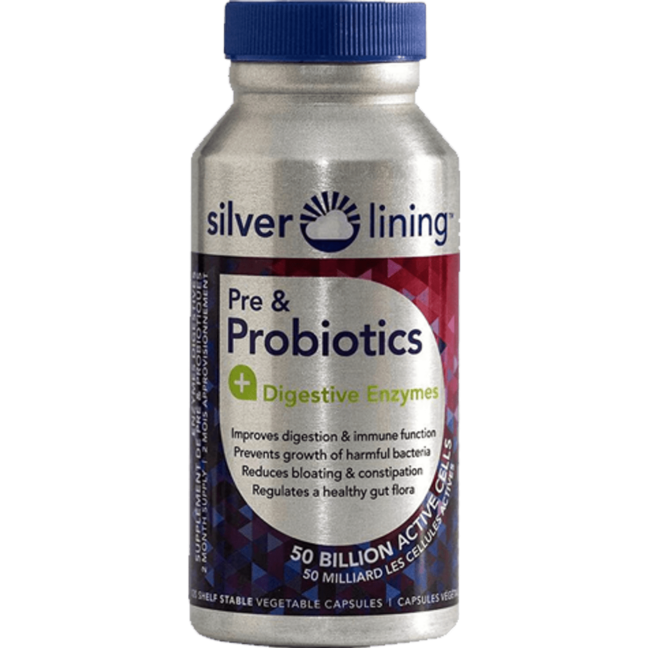 Silver Lining Pre & Probiotics 120 Veg Capsules - Nutrition Plus