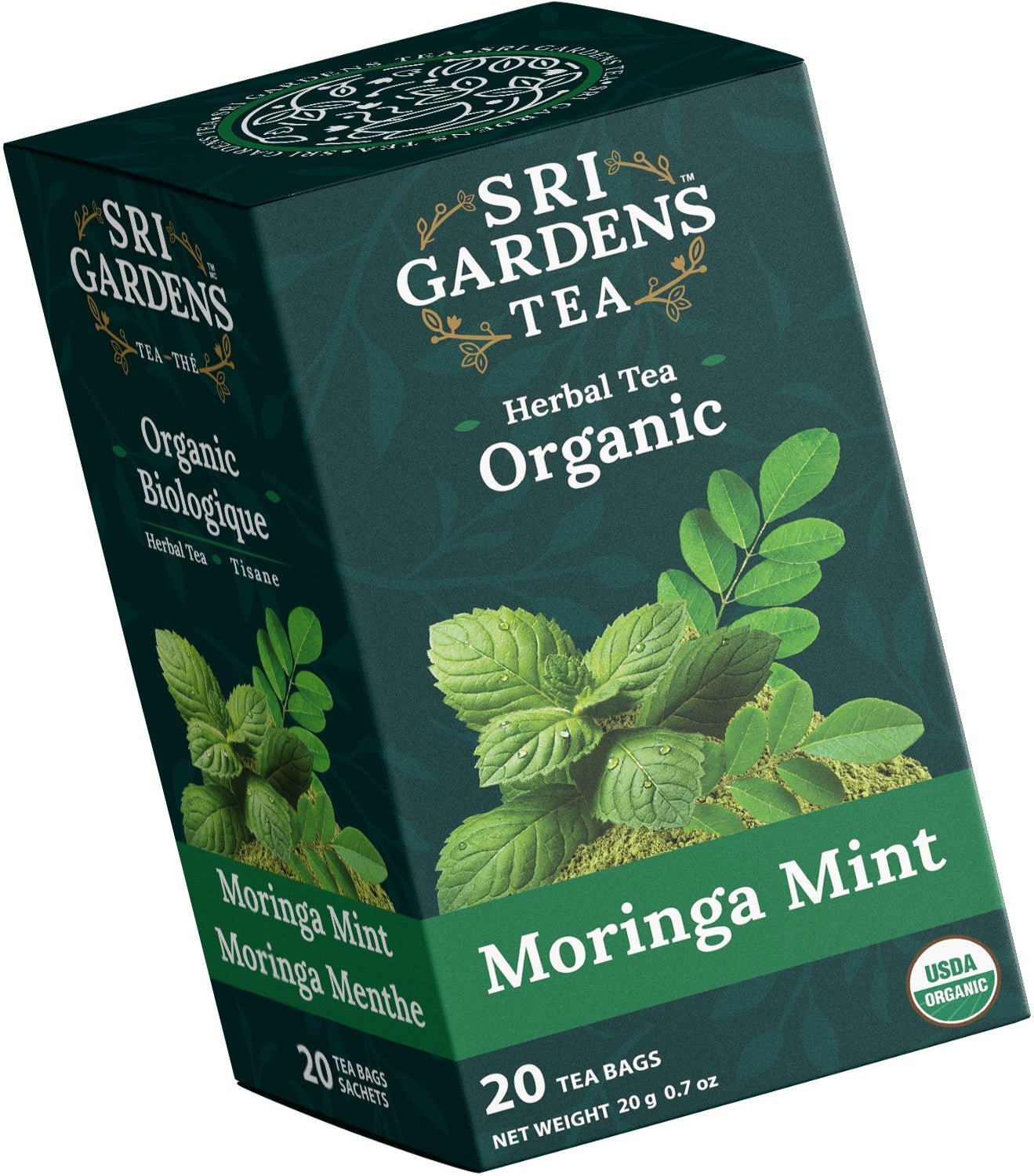 SRI Gardens Organic Moringa & Mint 20 Tea Bags - Nutrition Plus