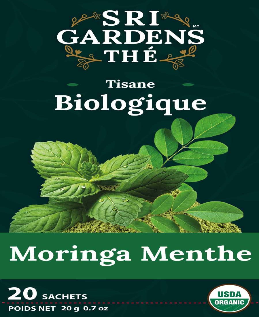 SRI Gardens Organic Moringa & Mint 20 Tea Bags - Nutrition Plus