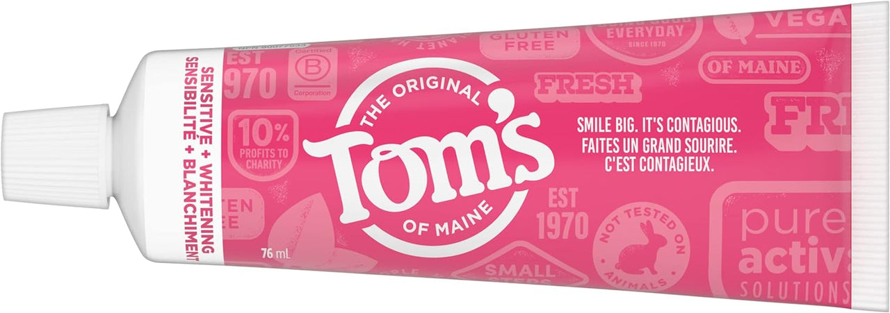 Tom's of Maine Sensitive + Whitening Toothpaste, Mint 76mL - Nutrition Plus
