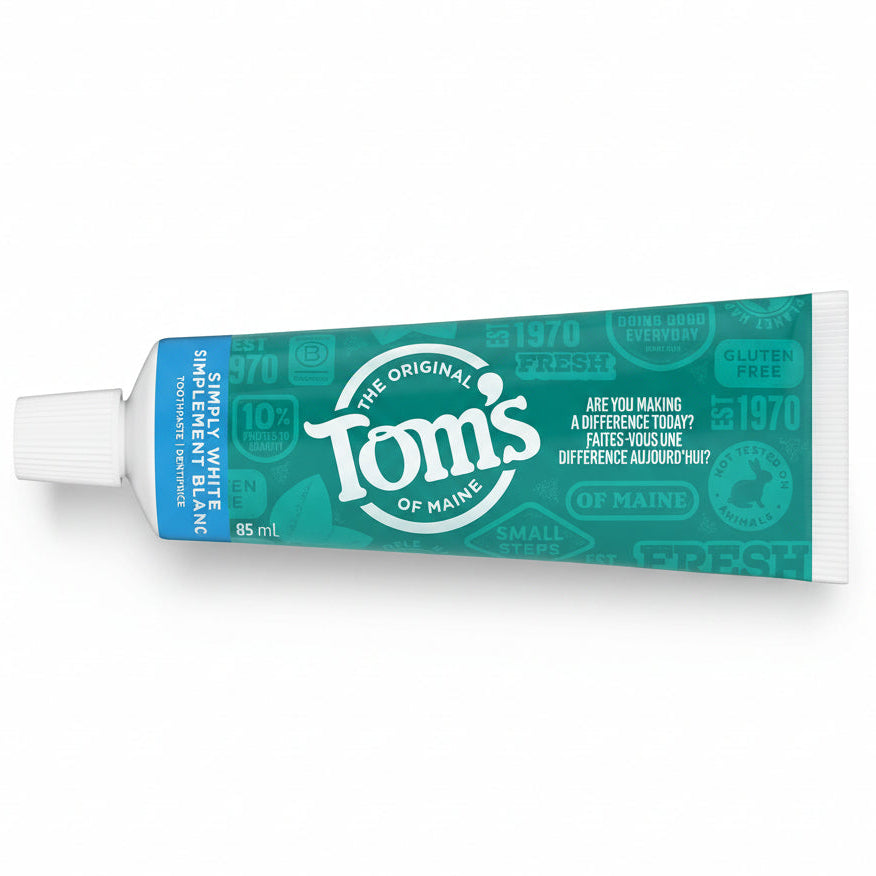 Tom's of Maine Simply White Fluoride-Free Toothpaste, Peppermint 85mL - Nutrition Plus