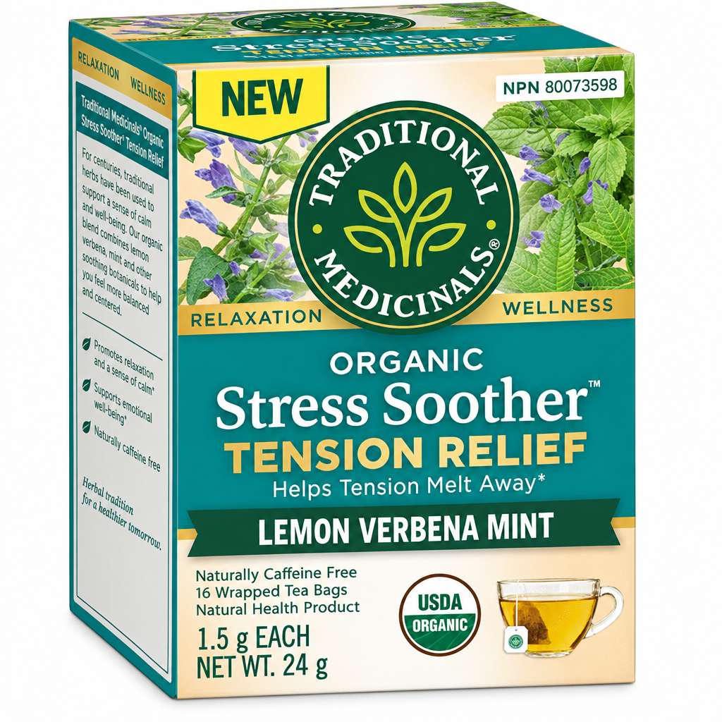 Traditional Medicinals - Organic Stress Soother & Tention Relief Tea, 16 Bags - Nutrition Plus