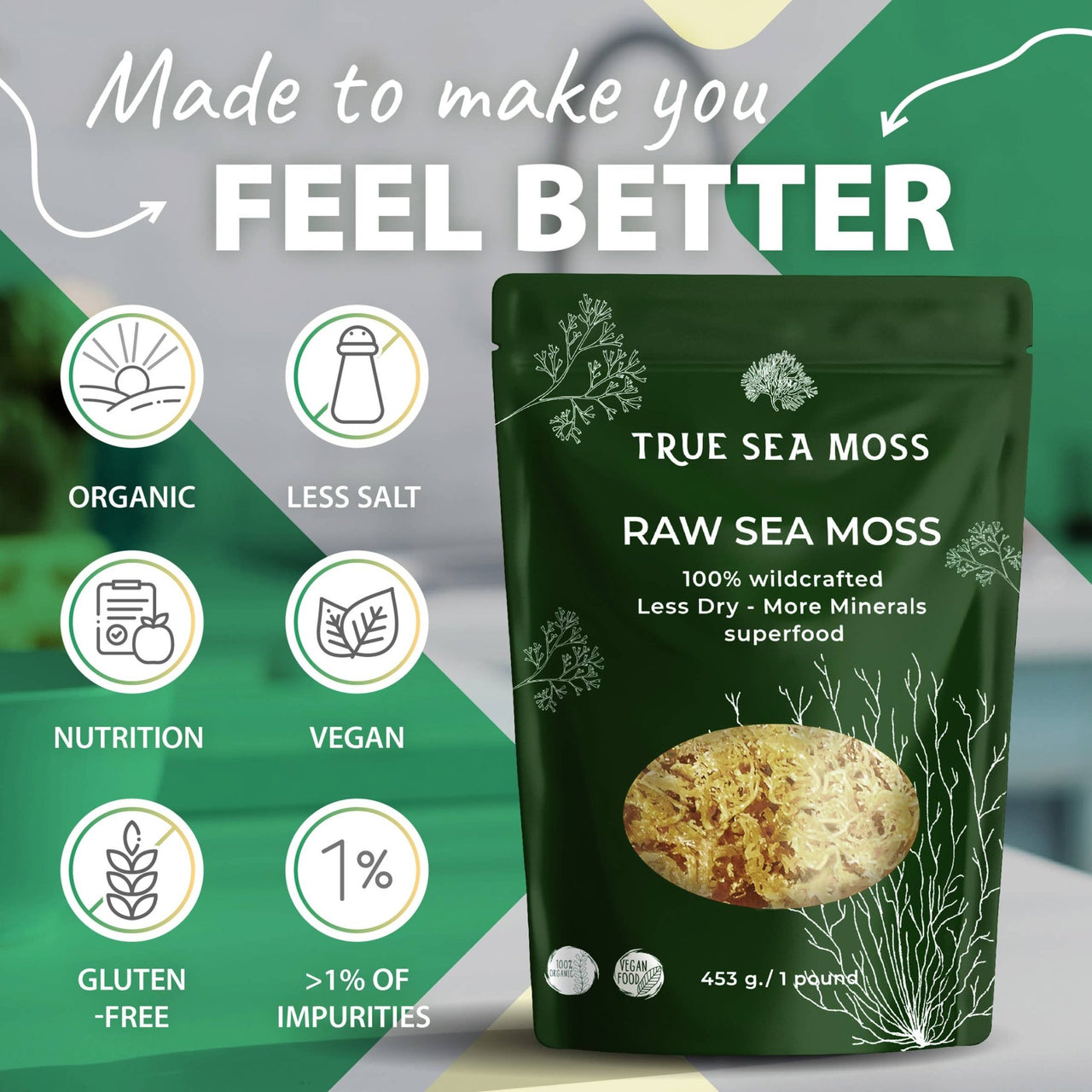 TrueSeaMoss Crafted Dry Raw Sea Moss 453 Grams - Nutrition Plus