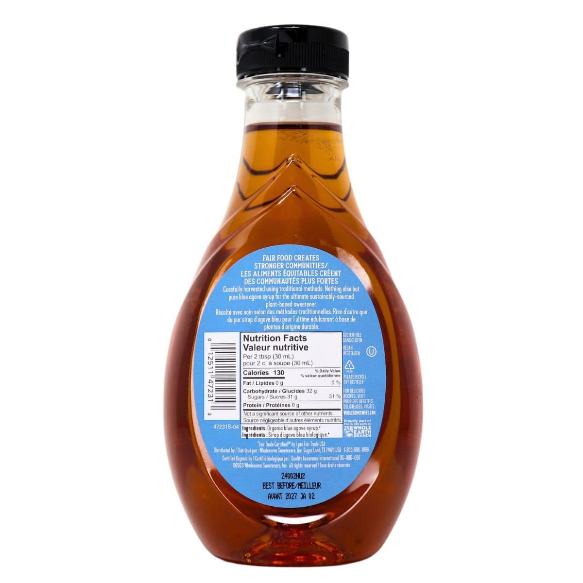 Wholesome Sweeteners Blue Agave 240mL - Nutrition Plus