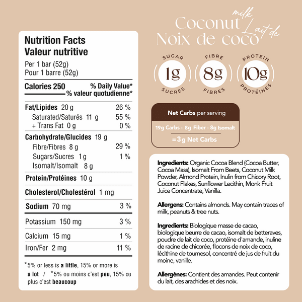 ZoRaw 55% Dark Chocolate Bar Coconut Milk with Protein 52 Grams - Nutrition Plus