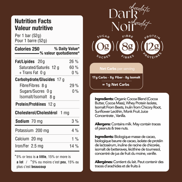 ZoRaw 60% Dark Chocolate Bar with Protein 52 Grams - Nutrition Plus