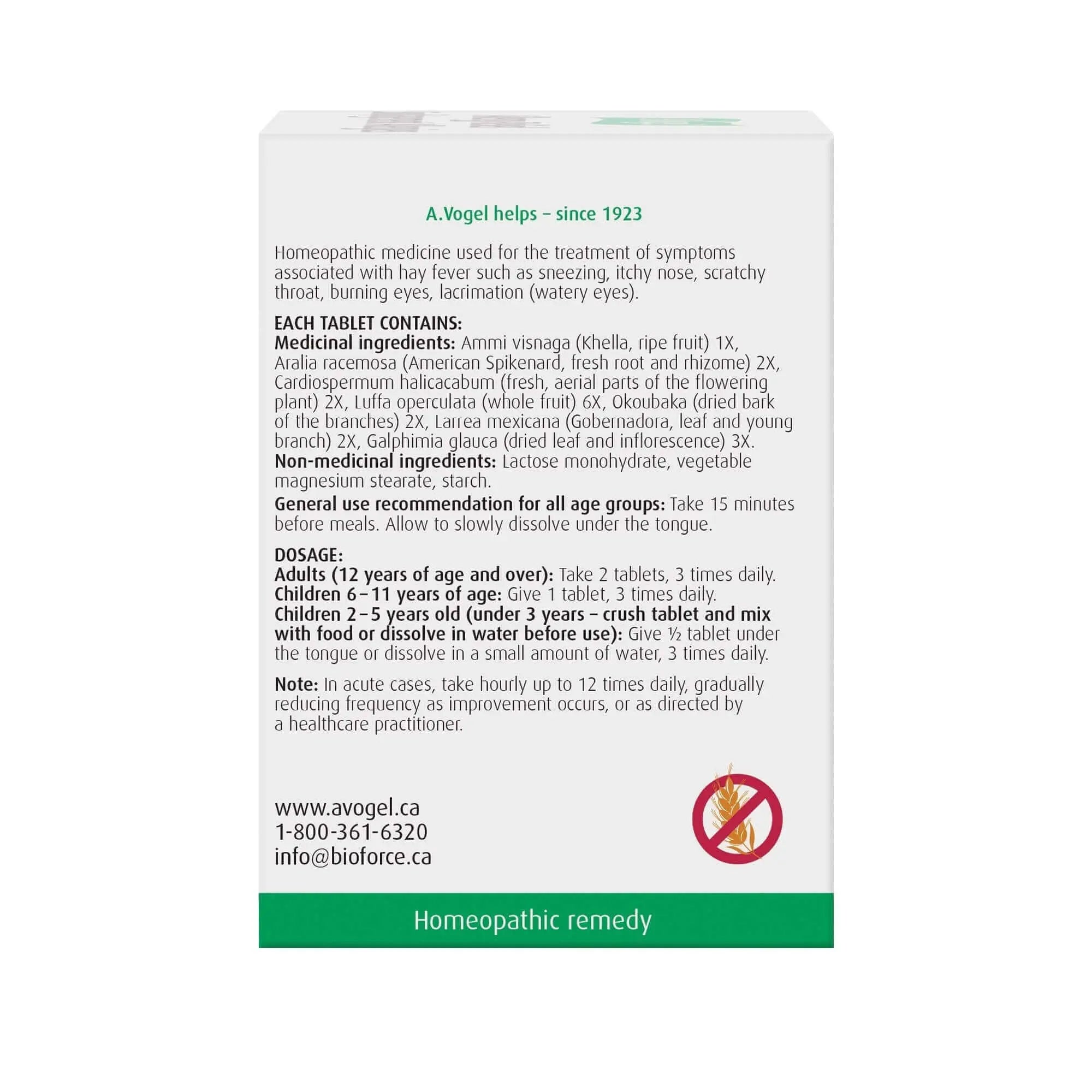 A. Vogel Allergy Relief - Hay Fever Symptoms Non-drowsy 120 Tablets - Nutrition Plus