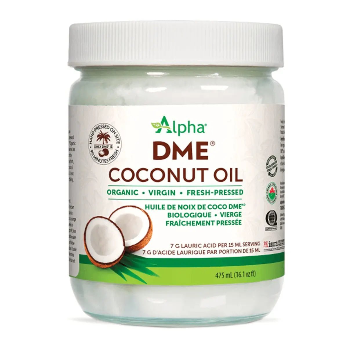 Alpha Health DME Organic Coconut Oil 475mL - Nutrition Plus