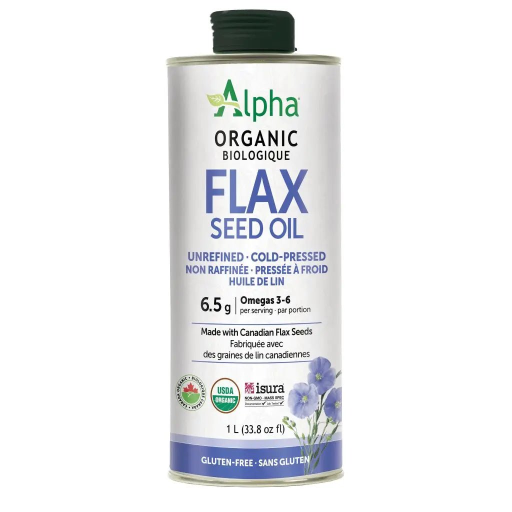 Alpha Health Organic Cold-Pressed Unrefined Flax Seed oil 1L - Nutrition Plus