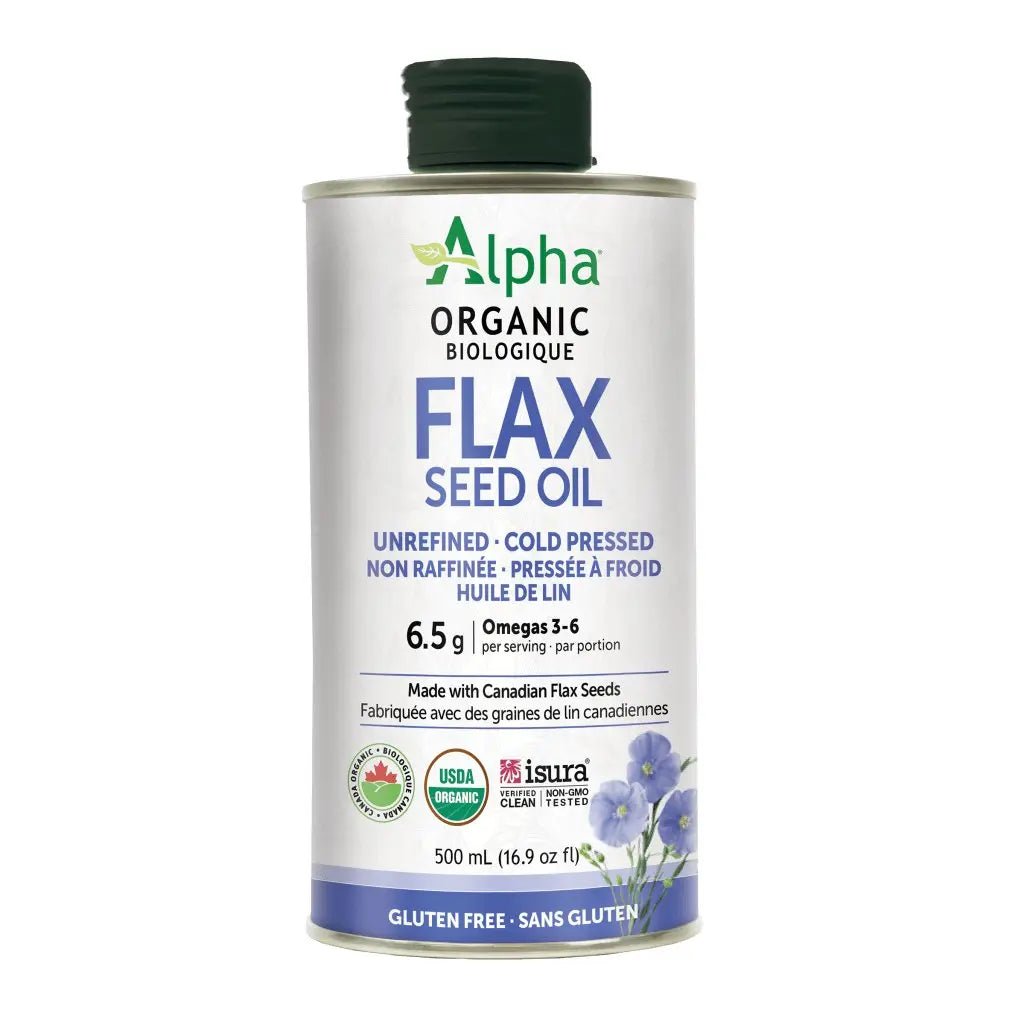 Alpha Health Organic Cold-Pressed Unrefined Flax Seed oil 500mL - Nutrition Plus
