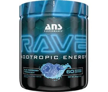 ANS Rave 252 Grams, Blue Raspberry, Nootrobic Energy - Nutrition Plus