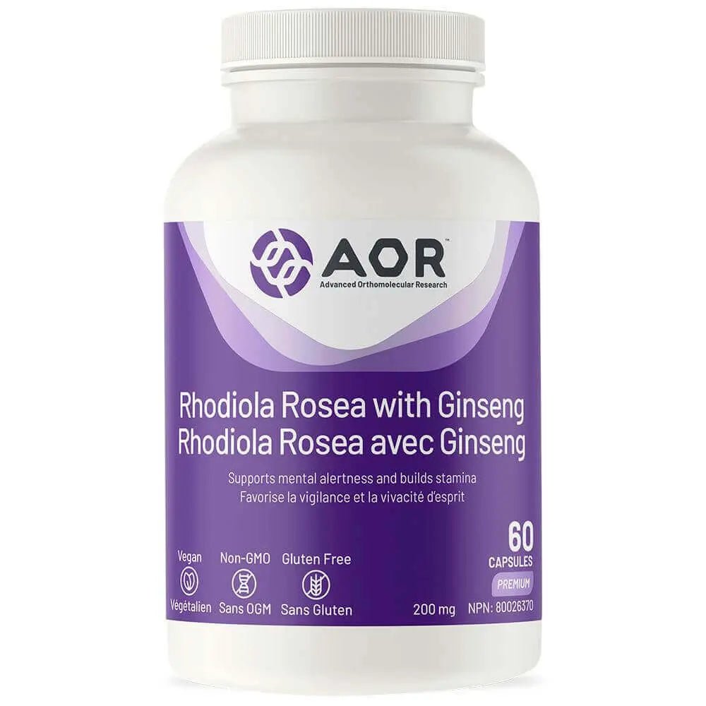 AOR Rhodiola Rosea with Ginseng 60 Veg Capsules - Nutrition Plus