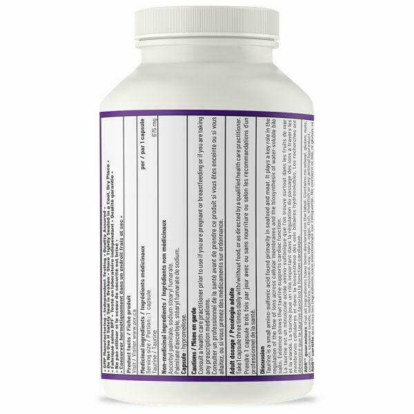 AOR Taurine 675 mg 270 Vegi Capsules - Nutrition Plus