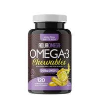 Thumbnail for Aqua Omega High DHA Omega-3 120 Chewable Softgels, Lemon Flavour - Nutrition Plus
