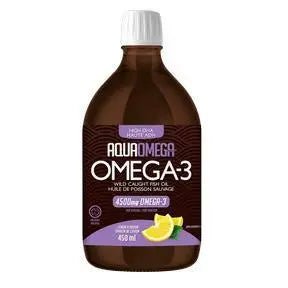 Aqua Omega High DHA Omega3 - Lemon Flavor 450 ML - Nutrition Plus