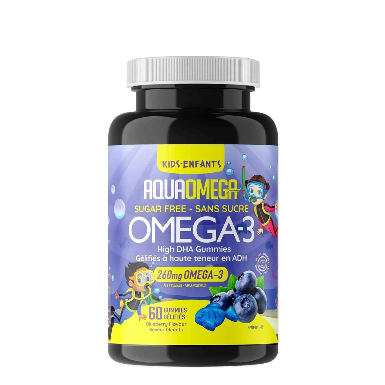 Aqua Omega Kids High DHA Omega3 60 Gummies, Blueberry Flavour - Nutrition Plus