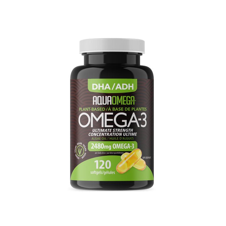AquaOmega Plant-Based Ultimate Strength DHA Omega-3 2480mg 120 Softgels - Nutrition Plus
