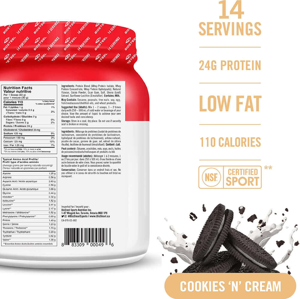 Biosteel 100% Whey Protein Cookies 'N' Cream 14 Servings - Nutrition Plus