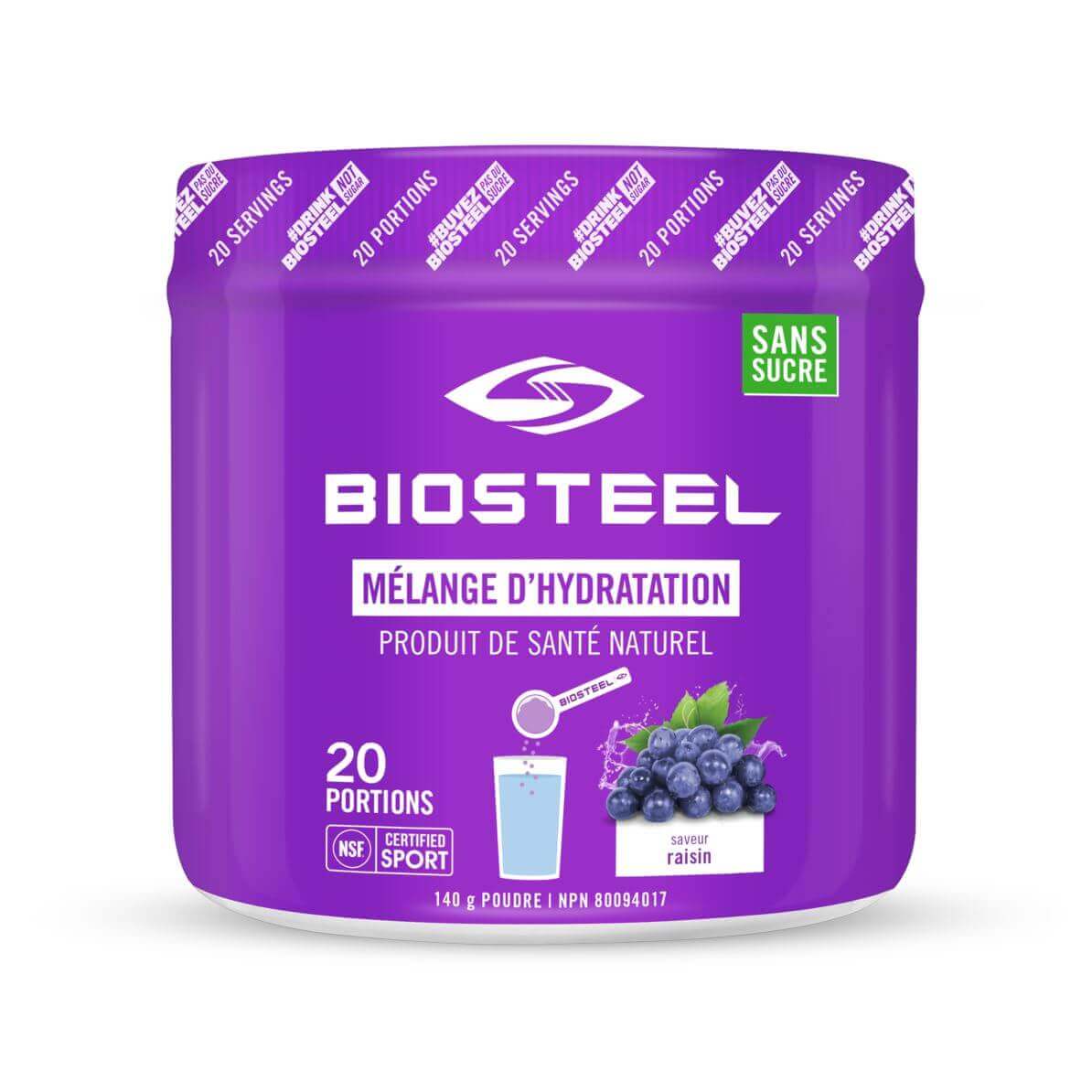 Biosteel Hydration Mix 140 Grams, Grape flavour, 20 Servings - Nutrition Plus