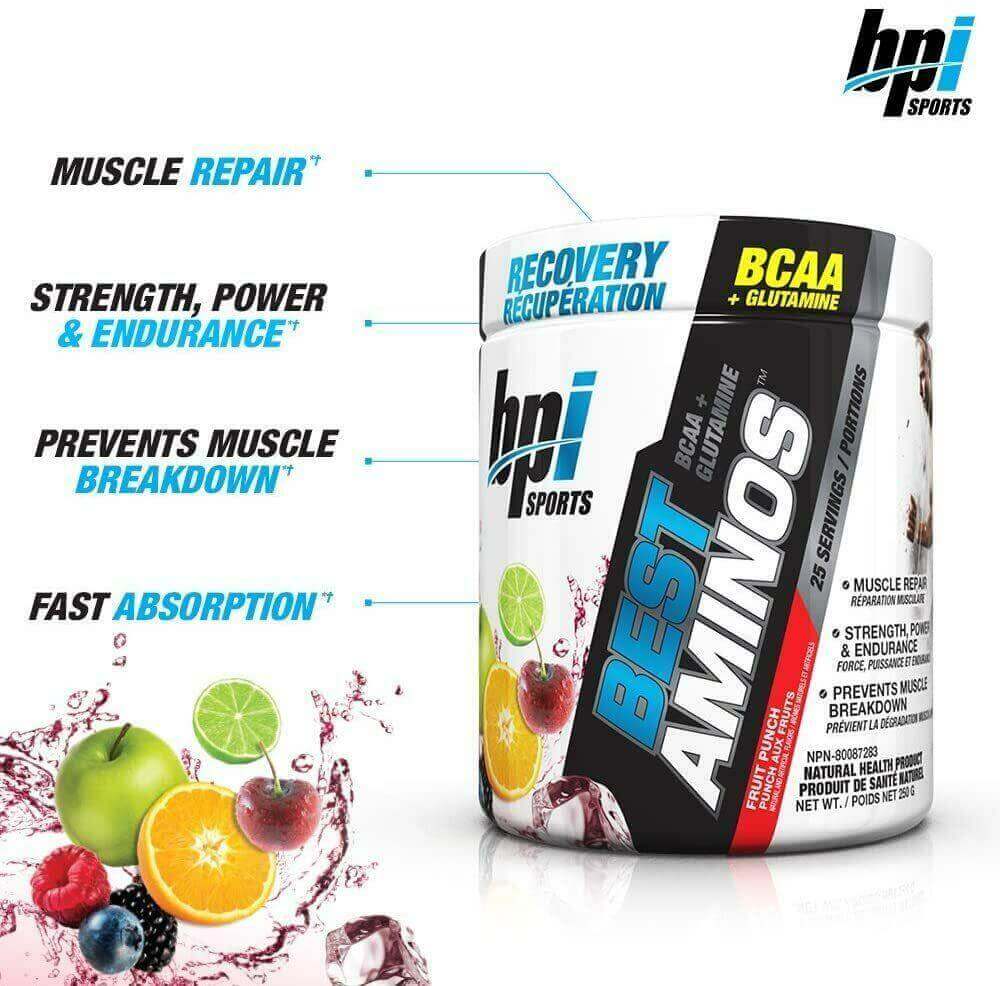 BPI Sports Best Aminos - BCAA - Glutamine - Muscle Recovery - 25 Servings, 250 Grams | Nutrition Plus