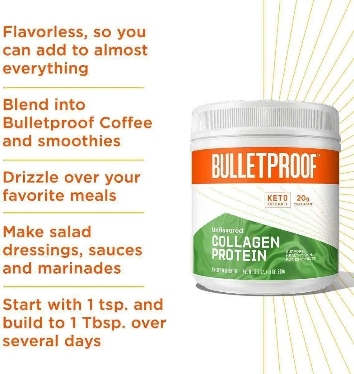 Bulletproof Unflavoured Collagen 500 Grams | Nutrition Plus