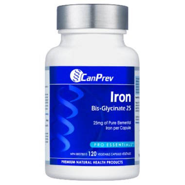 CanPrev Iron Bis-Glycinate 25mg 120 Veg Capsules - Nutrition Plus