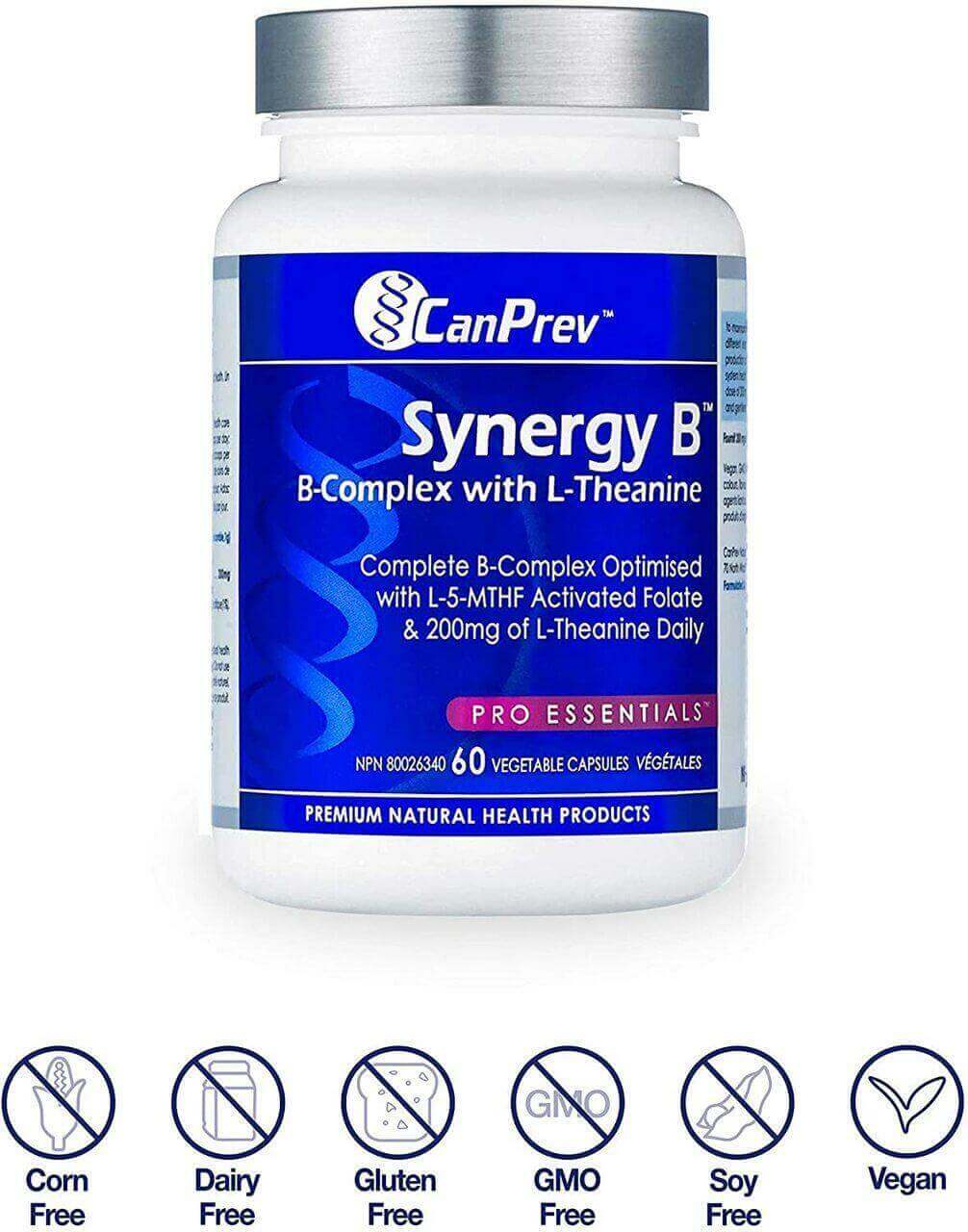 CanPrev Synergy B B-Complex with L-Theanine 60 Veg Capsules - Nutrition Plus