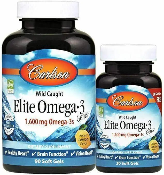 Carlson Elite Omega-3 Fish Oil Gems 120 Softgels Bonus Pack | Nutrition Plus