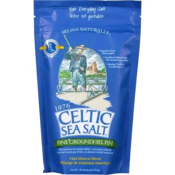 Celtic Sea Salt Fine Ground Resealable Bag 457 Grams | Nutrition Plus