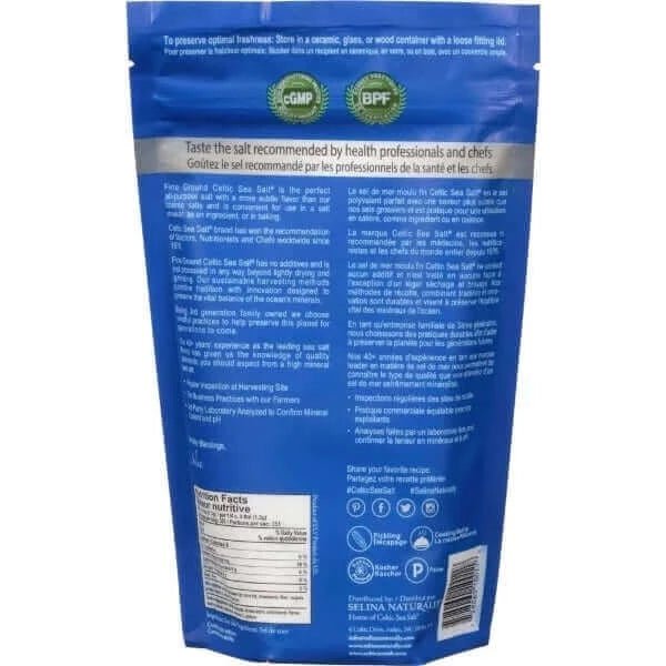 Celtic Sea Salt Fine Ground Resealable Bag 457 Grams | Nutrition Plus