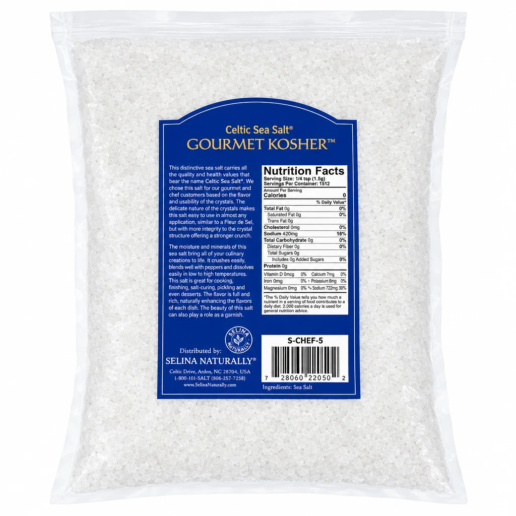 Celtic Sea Salt Gourmet Kosher Salt Resealable Bag 5 Lb - Nutrition Plus