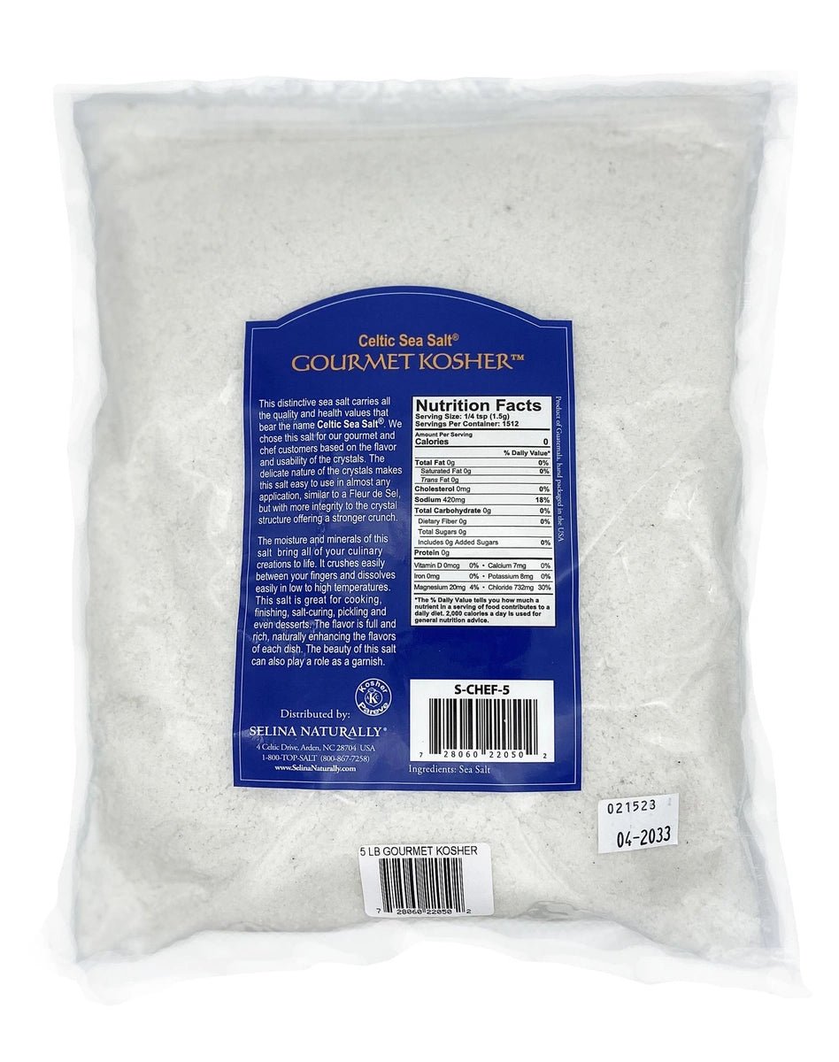 Celtic Sea Salt Gourmet Kosher Salt Resealable Bag 5 Lb - Nutrition Plus